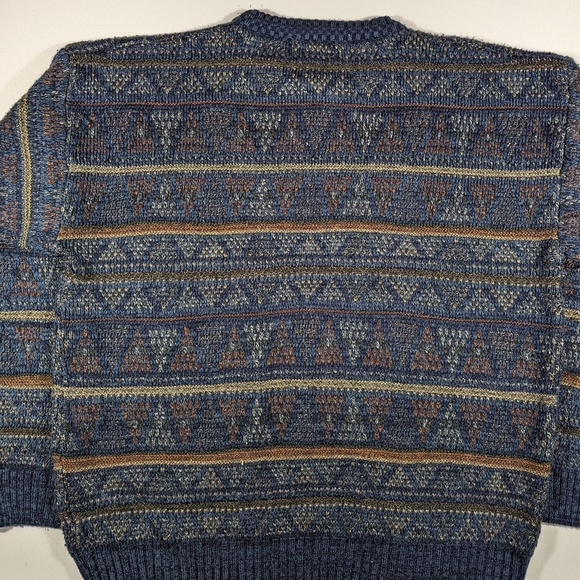 Vintage 90s Town Craft Sweater Men's Size Large Abstract Pullover Blue - Picture 4 of 7